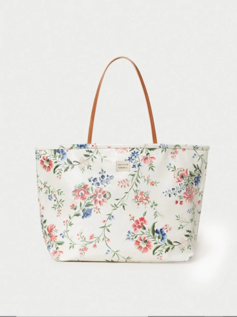 Loeffler Randall Coated Canvas Vine Floral Jojo Tote w Leather Handles EUC